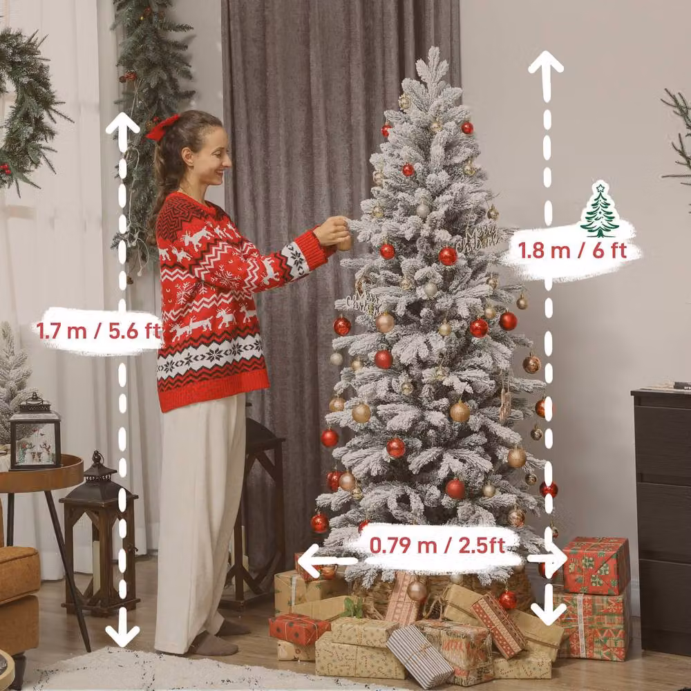 STILVORA 6ft Artificial Christmas Tree with Snowy Tips in Green – 3