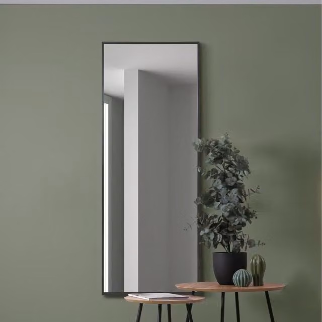 MirrorOutlet Artus Black Aluminium Edged Rectangular Hanging Mirror
