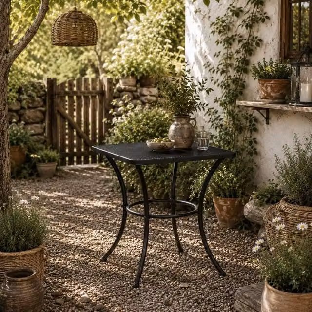 Wyld Haus Aritte Modern Black Matt Metal Square Outdoor Bistro Table W/D/H: 45 x 45 x 50 cm