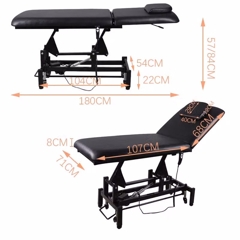 SHEONLY Electric Adjustable Reclining Tattoo Chair, Portable Black Salon Spa Bed – 7