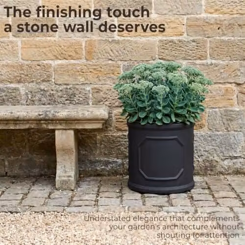IDEALIST Large Faux Lead Reinforced Stone Plant Pot, 45 cm, 57 l, Grey or Black – 8
