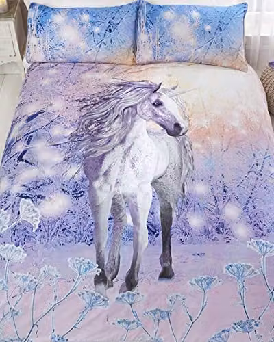 Rapport Home Magical Unicorn Duvet Cover and Pillowcase Set, Multicolour, W/D/H: 180 x 200 cm, Pillowcase: 50 x 75 cm