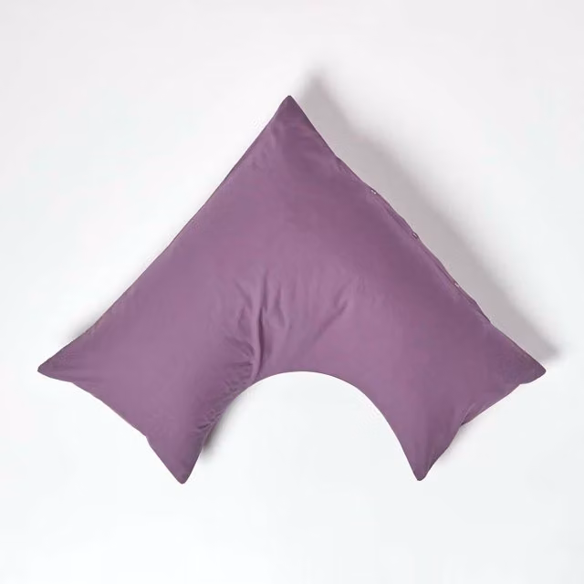 Homescapes 200 Thread Count Purple Egyptian Cotton Percale V Shape Pillowcase