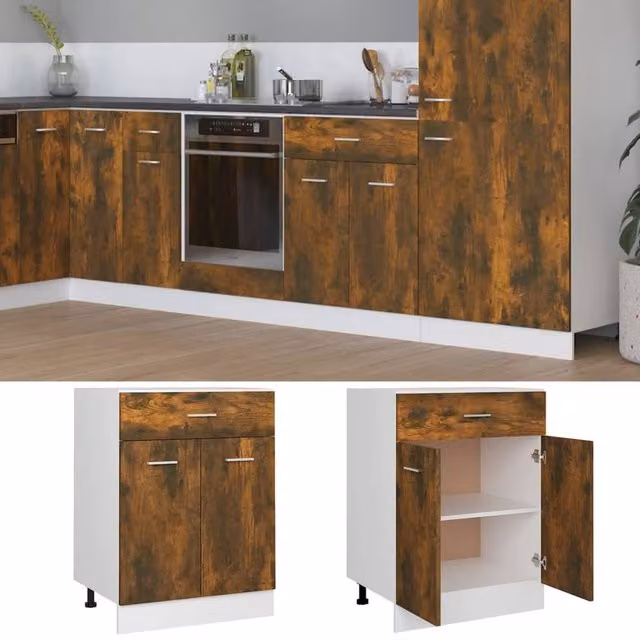 Berkfield Home Premium Drawer Bottom Cabinet in Smoked Oak Brown, W/D/H: 60 x 46 x 81.5 cm – 1