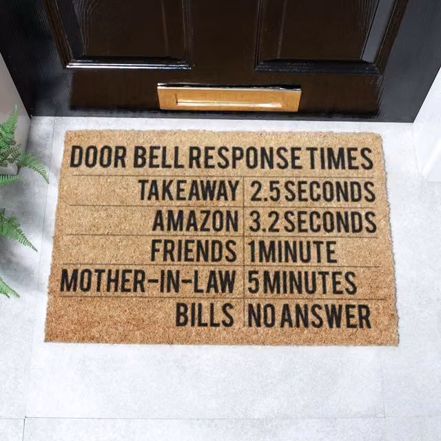 Artsy Mats Door Bell Response Times Doormat in Black and Brown, W/D: 60 x 40 cm