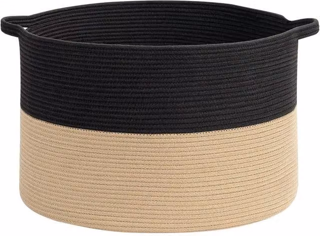 FORGEVIO Black Minimalist Natural Fibre Laundry Basket
