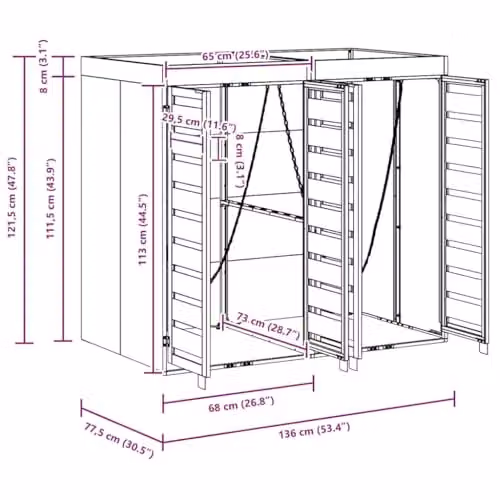 vidaXL Steel Wheelie Bin Storage for 2 Bins, Anthracite, W/D/H: 121.5 x 42.6 x 136.0 cm – 2