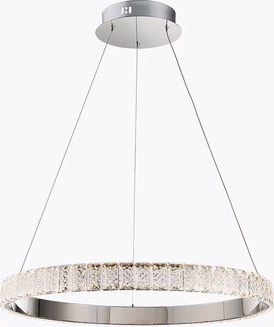 Perch & Parrow Valdis Contemporary Ring Pendant Light in Silver Chrome with Crystal and LED