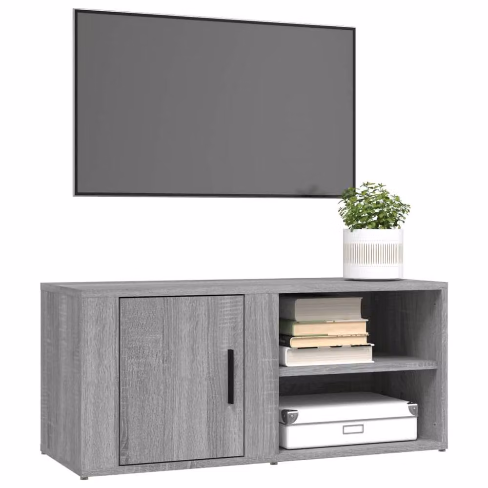 Berkfield Home Set of 2 Grey Sonoma TV Cabinets in Engineered Wood, W: 80 cm, D: 31.5 cm, H: 36 cm – 3