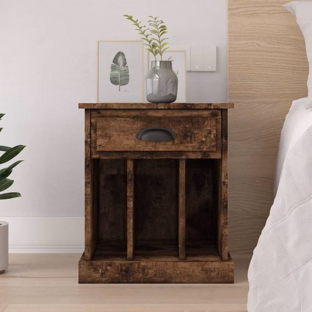 Berkfield Home Smoked Oak Bedside Cabinet in Brown, W/D/H: 43 x 36 x 50 cm – 2