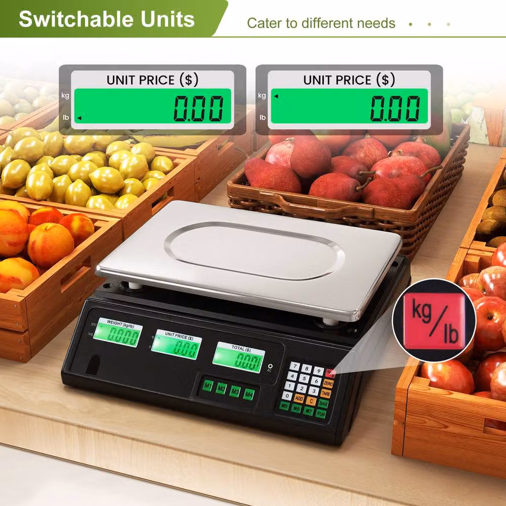 Costway Digital Commercial Food Scale with Price Computing, 40kg Capacity, Black – 5