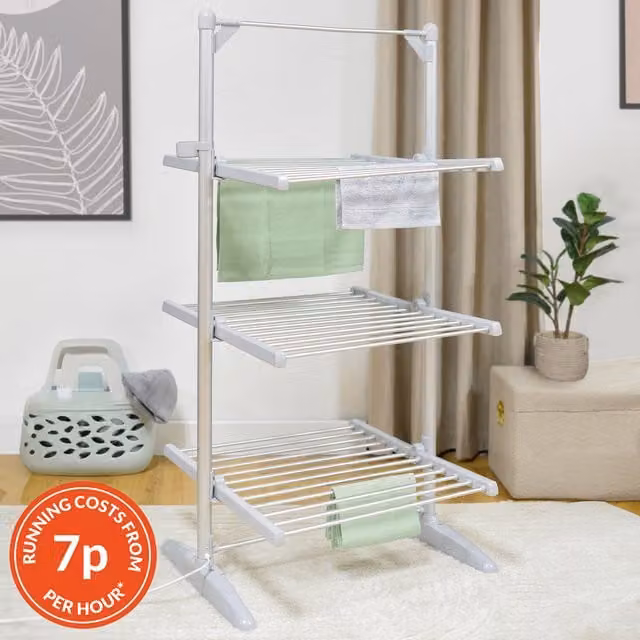 Tower 3 Tier Heated Airer in White