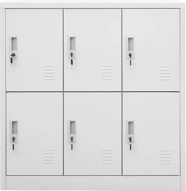 Berkfield Home Set of 2 Metal Locker Cabinets in Matt Light Grey, W/D/H: 90 x 45 x 92.5 cm