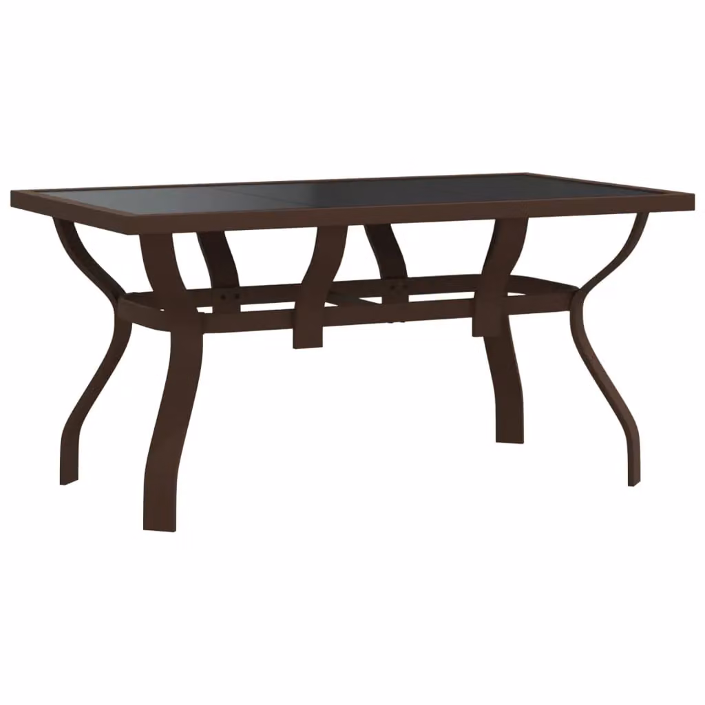 Berkfield Home Garden Table in Brown and Black with Steel and Glass, W/D/H: 140 x 70 x 70 cm – 2