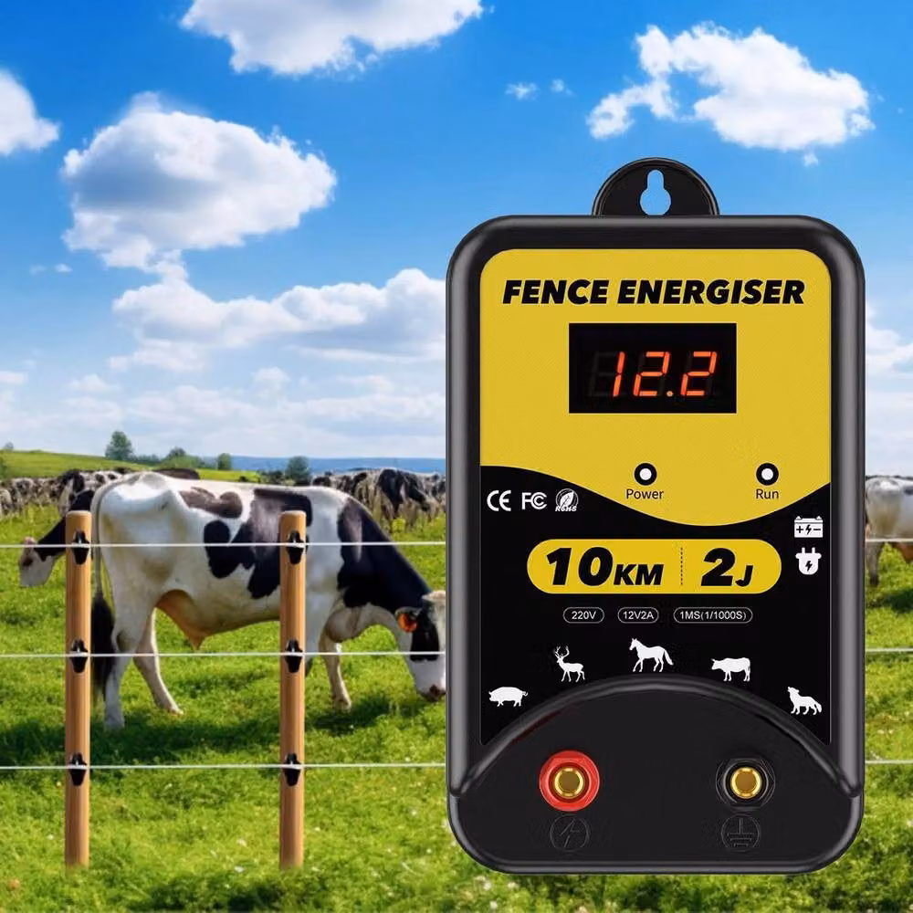 FLAVORA Electric Fence Energiser, 12V Battery Powered, 10KM, 2J, Yellow – 3