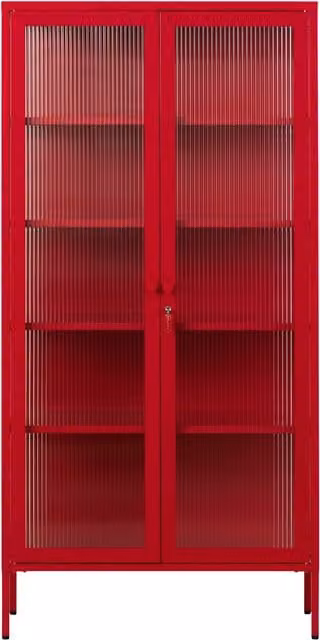 Mustard Made The Collector Glass Door Cabinet in Red, W/D/H: 85 x 40 x 170 cm – 1