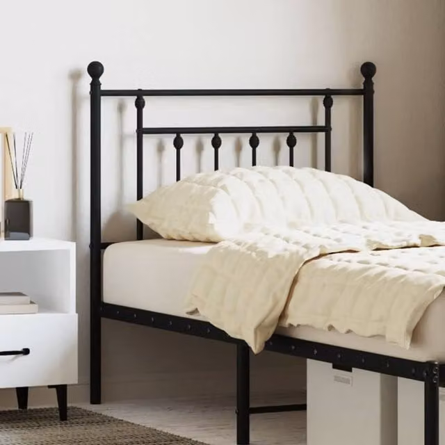 Berkfield Home Classic Metal Headboard, Black, Width: 80 cm