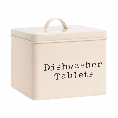 Harbour Housewares Dishwasher Tablet Storage Tin in Beige