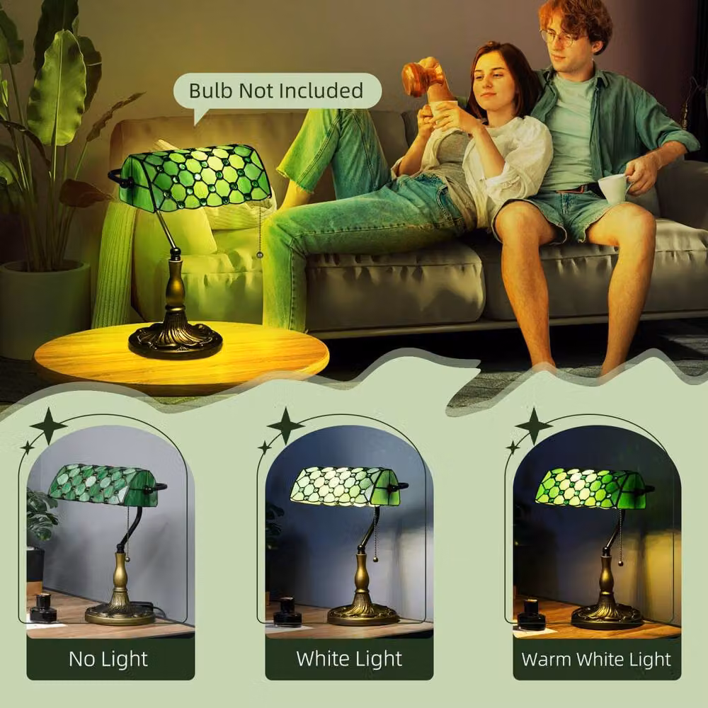 Wyld Haus Nofilu Green Vintage Style Stained Glass Table Lamp – 6