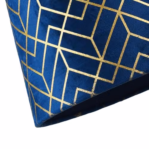 Happy Homewares Modern Navy Blue Velvet Cylinder Lamp Shade with Gold Geometric Design, W/D/H: 25 x 25 x 18 cm – 4