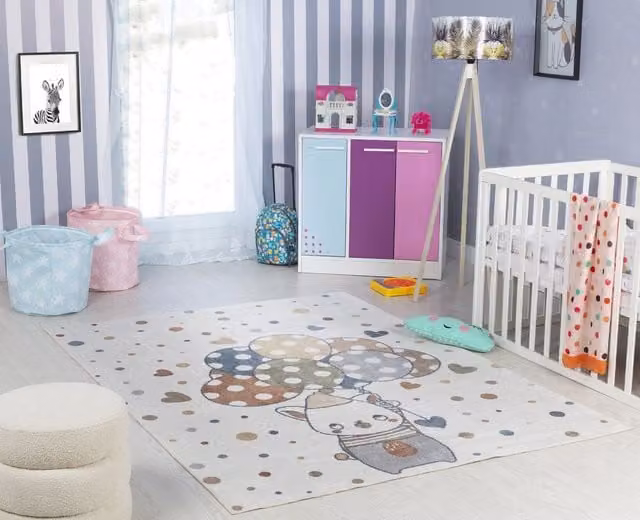Livabliss Lilian Washable Kids Rug, Multicoloured Beige and Grey, W: 120 cm, L: 170 cm
