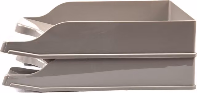 Deflecto Pack of 2 Self-stacking Plastic Letter Trays in Grey