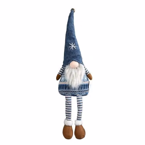 Samuel ALEXANDER Blue and Brown Nordic Christmas Gnome Gonk Tabletop Decoration, Height: 48 cm – 6