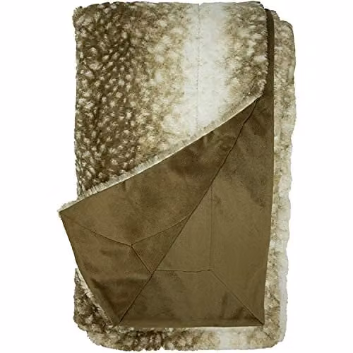 Paoletti Fawn Deerskin Printed Faux Fur Throw in Brown and Beige, W/D/H: 130 x 180 cm – 1