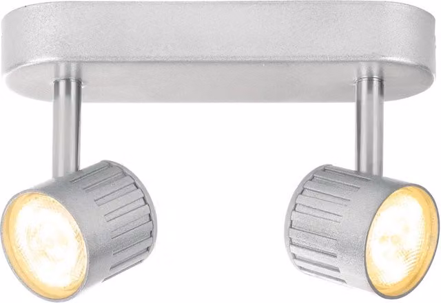 Litecraft Travis 2 Light Die Cast Ceiling Spotlight Bar in Silver