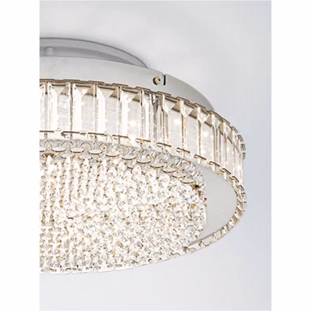 Loops Modern Chrome LED Ceiling Light with Crystal Details – 3