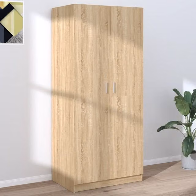 Berkfield Home Sonoma Oak Wardrobe in Brown, W/D/H: 80 x 52 x 180 cm