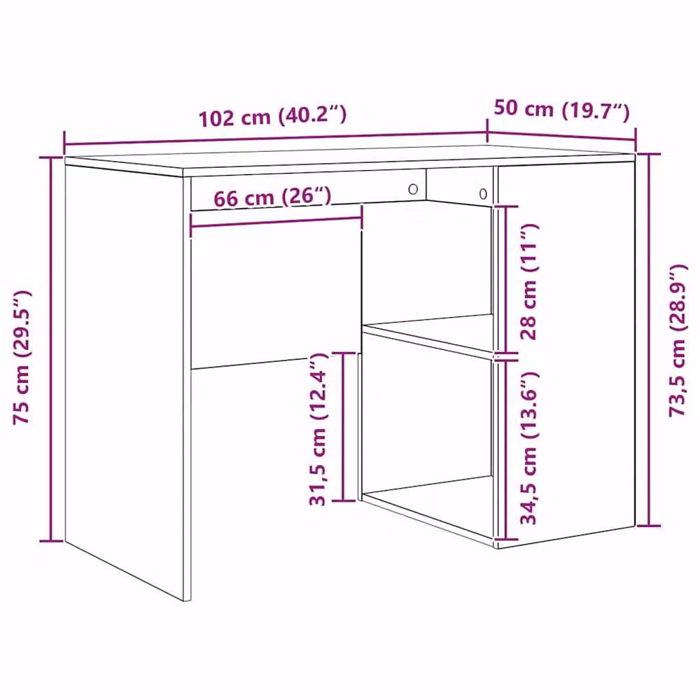 Berkfield Home Compact Writing Desk in Black Oak Engineered Wood – 8
