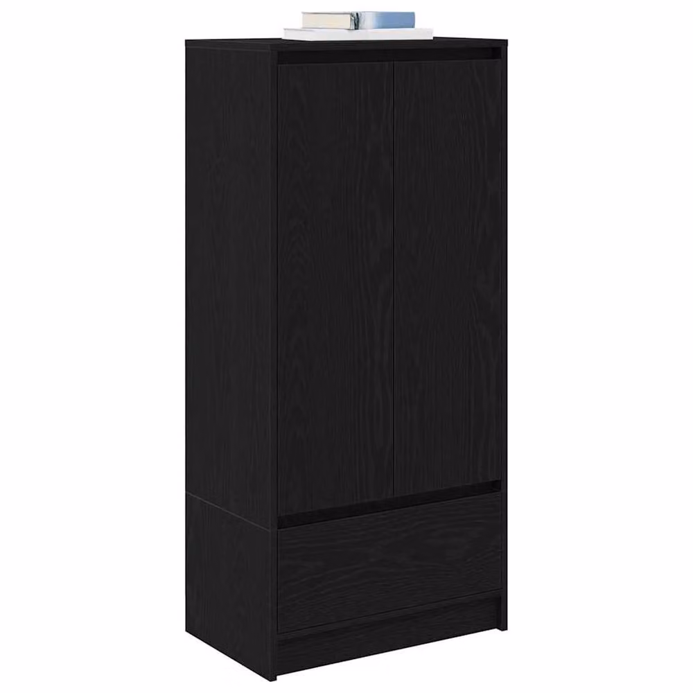 Berkfield Modern Wall Mounted Home Cabinet in Black Oak with Drawers and Hinged Doors, W/D/H: 55.5 x 34 x 119.5 cm – 3
