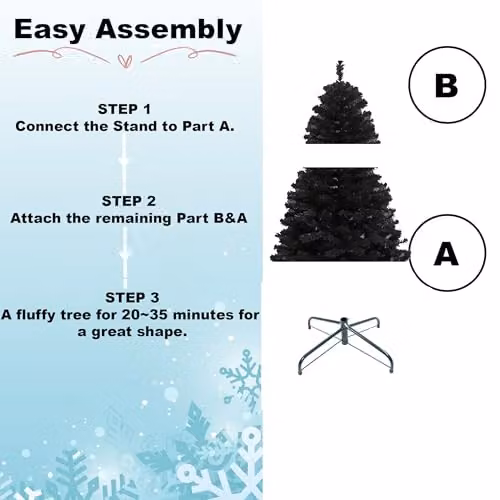 Shatchi Black Alaskan Pine Artificial Christmas Tree – 5
