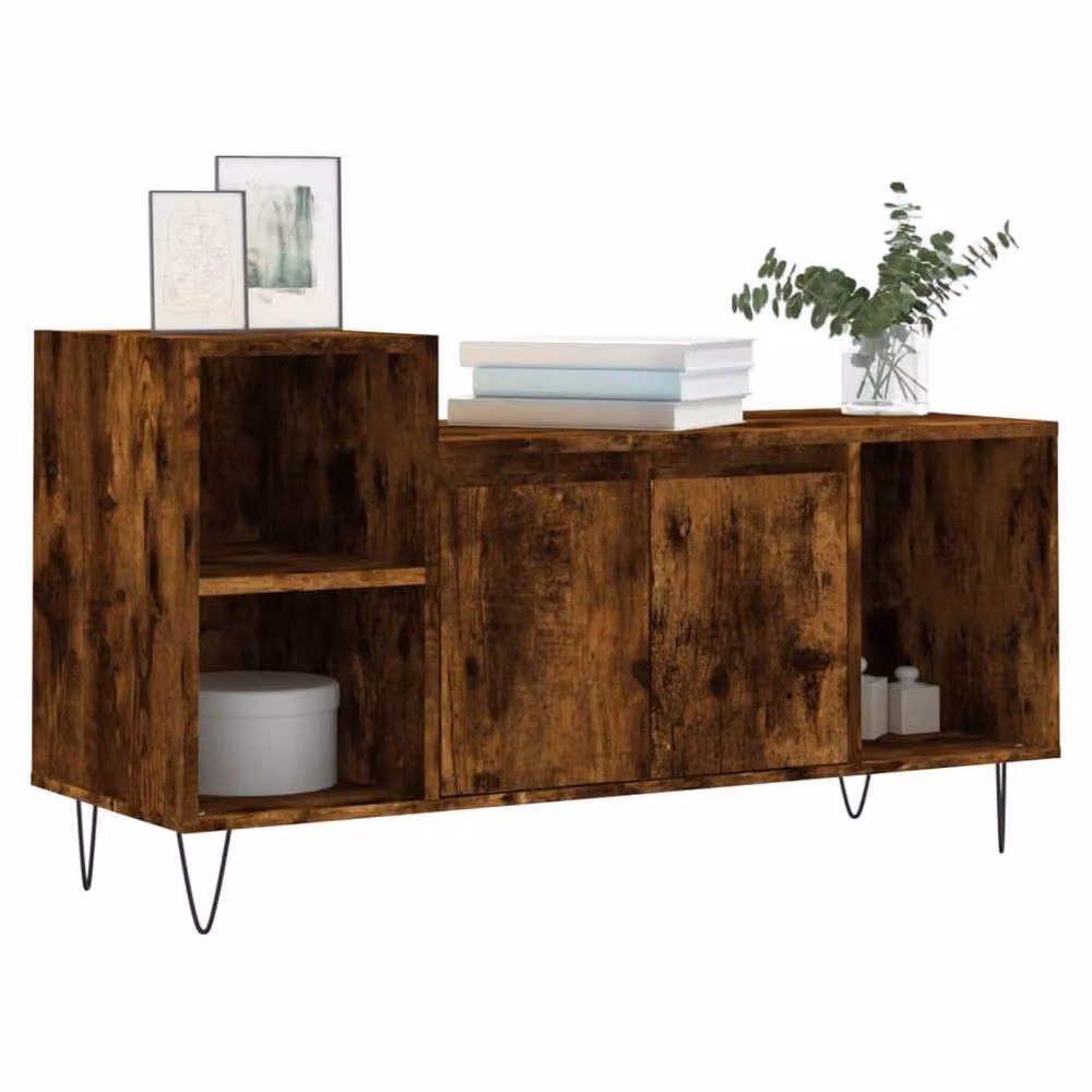 Berkfield Home Smoked Oak TV Cabinet in Brown, W/D/H: 100 x 35 x 55 cm – 3