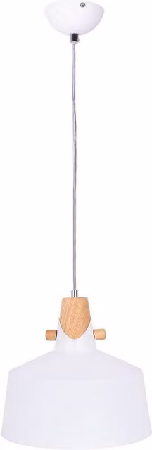 Netlighting Melena Dome Pendant Ceiling Light in White and Wood with E27 Socket