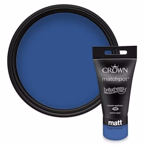 Crown Walls & Ceilings Blue Matt Water Based Paint Tester Sample 40ml – 1