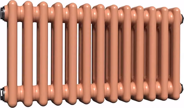 Lux Heat Horizontal 2 Column Steel Radiator in Coral, W: 30.0 cm, H: 60.5 cm
