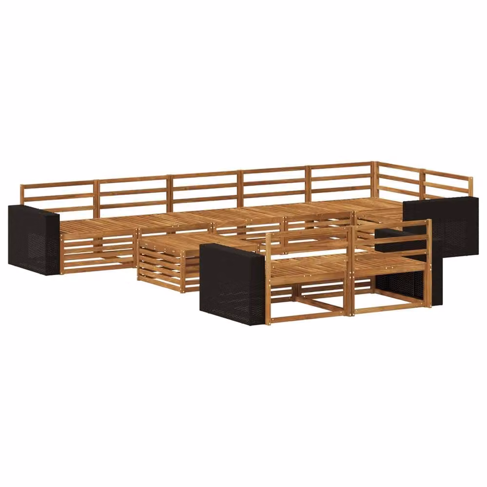 Berkfield Home 9 Piece U-Shape Outdoor Sofa Set in Brown, Made from Treated Acacia Wood – 2