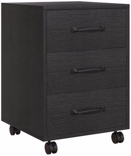 NESTLUNE Mobile 3-Drawer File Cabinet in Black with Castors, W/D/H: 100 x 15 x 15 cm