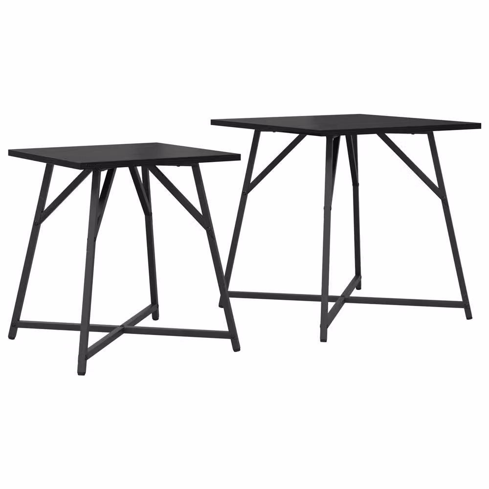 Berkfield Home Side Table Set of 2 in Black Oak and Metal – 2