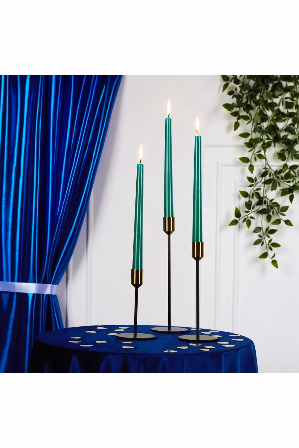 Deco Express Set of 6 Classic Unscented Taper Candles in Green – 9