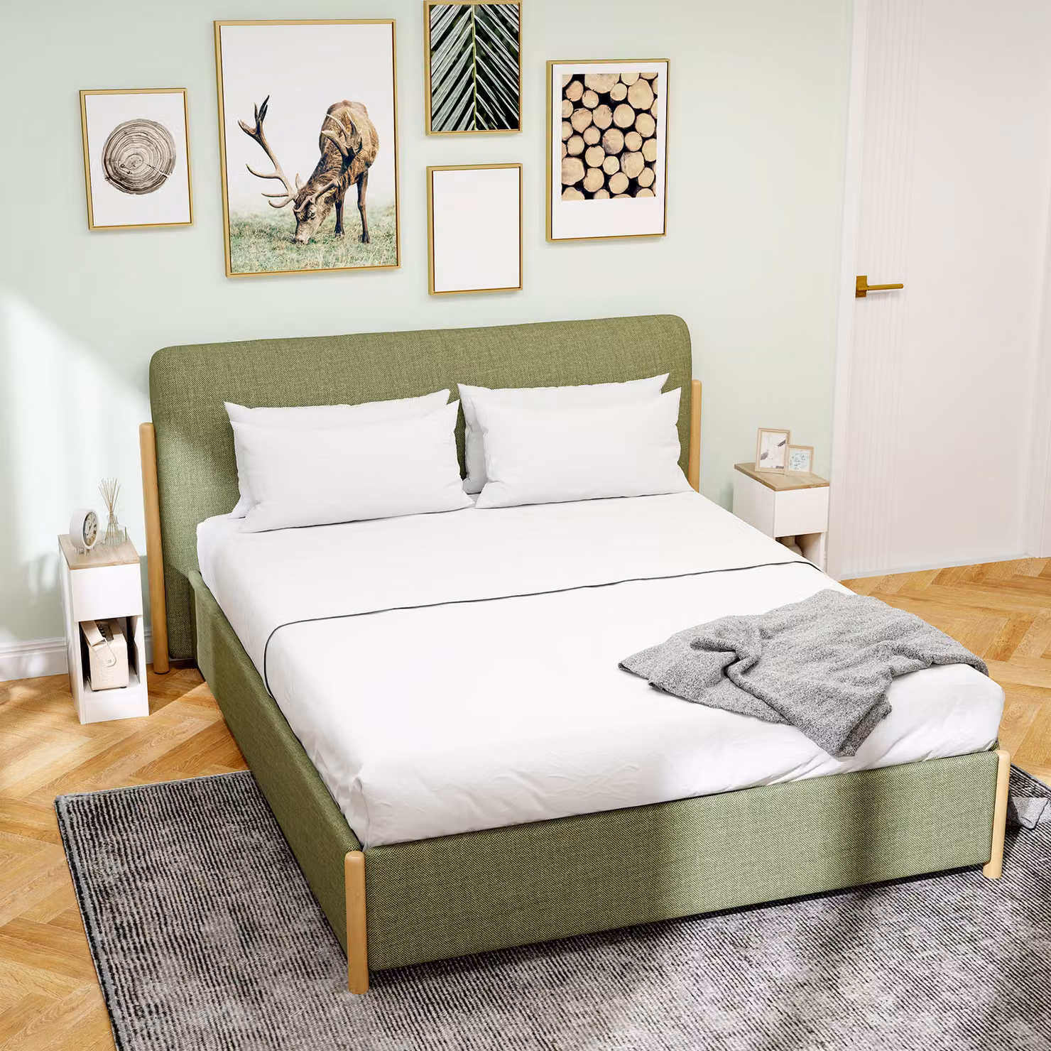 HOMCOM Set of Two Modern White Storage Bedside Tables – 3