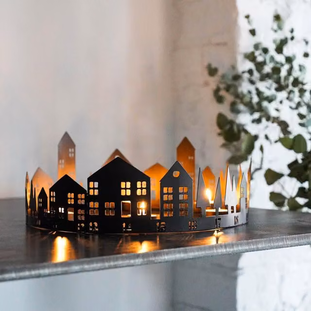 Ivyline Round Metal Advent Tealight Centrepiece in Black, H15 x W33 x D33 cm – 1