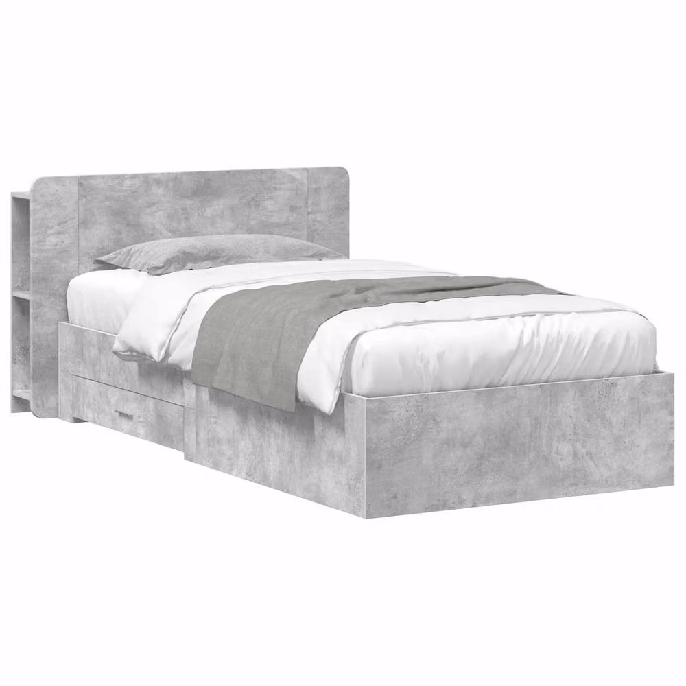 Berkfield Home Bed Frame with Storage and Headboard in Grey, W/D/H: 80 x 200 cm – 2