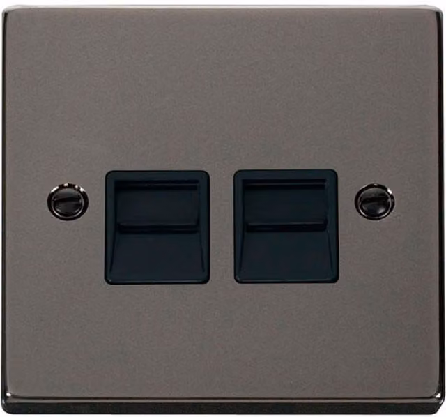 SE HOME Black Nickel Secondary Telephone Twin Surface Socket