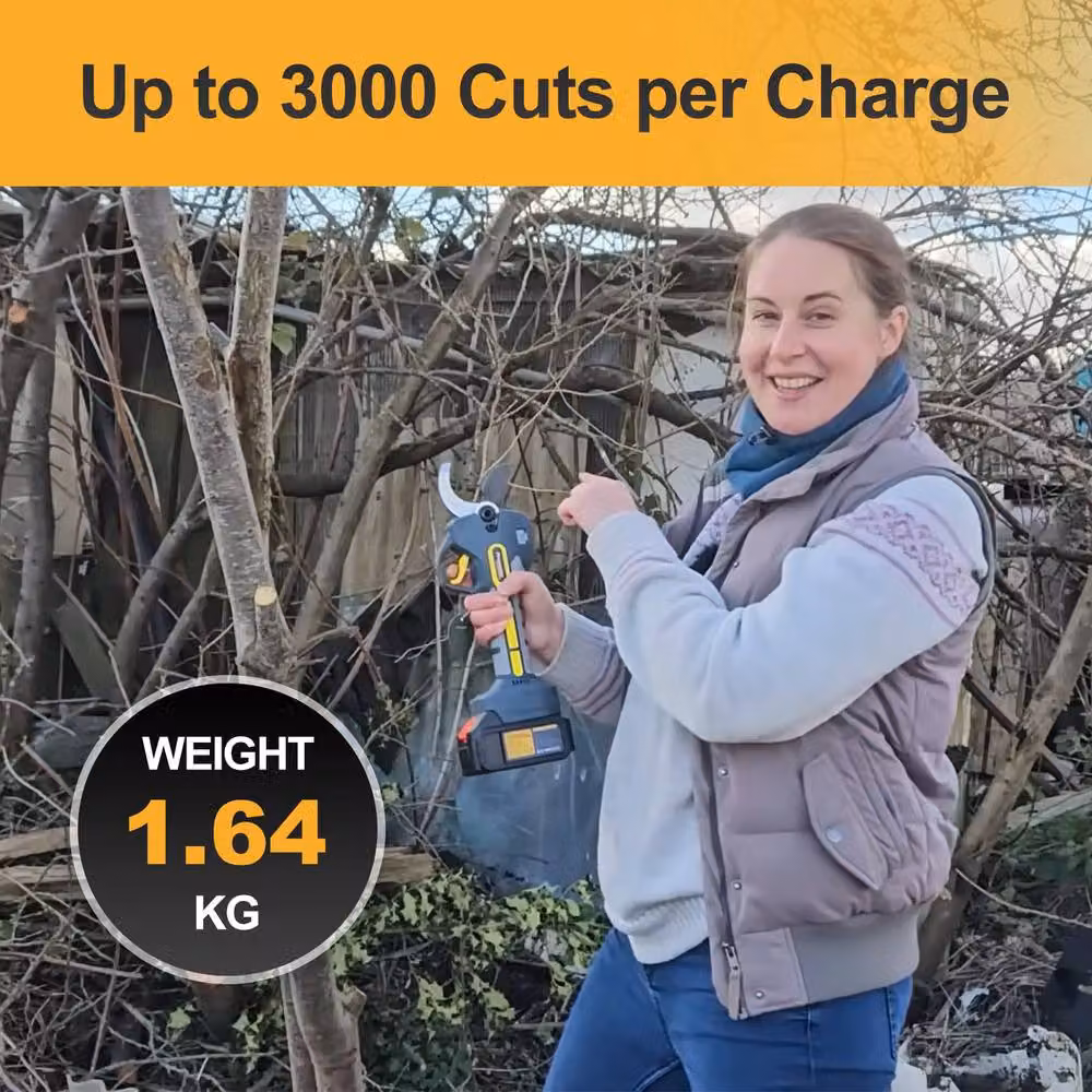 Prunarbo Powerful Electric Secateurs Kit with 2 x 4.0Ah Rechargeable Batteries, Multicolour – 8