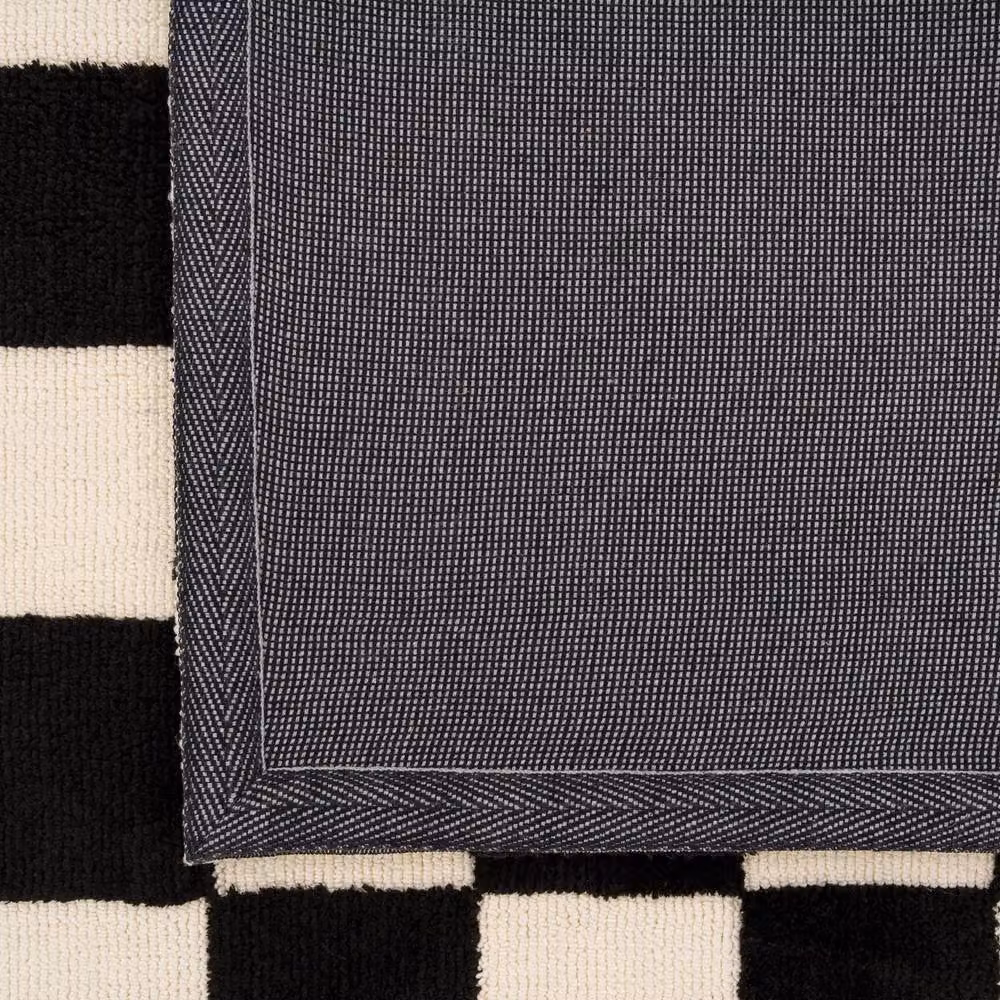 Kukoon Black and White Checkerboard Wool Area Rug, W: 200 cm, D: 290 cm – 7
