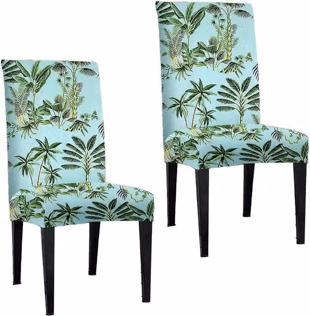 Roseley Blue Floral Pattern 20 Removable Stretch Dining Chair Covers