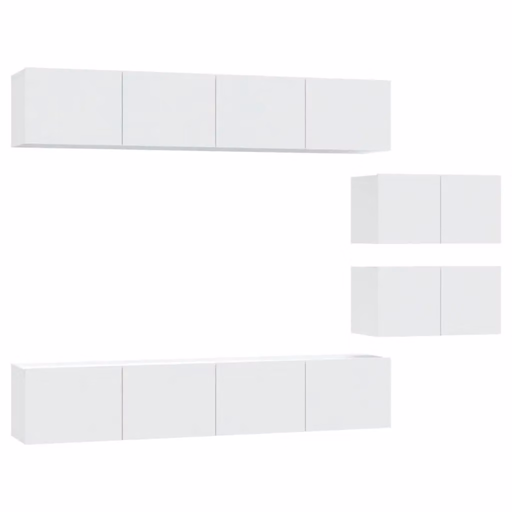Berkfield Home 4 Piece Classic White TV Cabinet Set in Matt MDF – 2